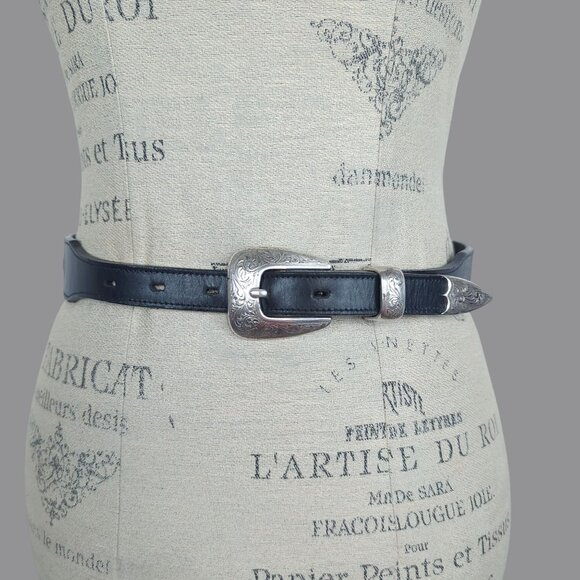 Vintage Nadim Western Belt 28 X Small Black Leather - Picture 1 of 12
